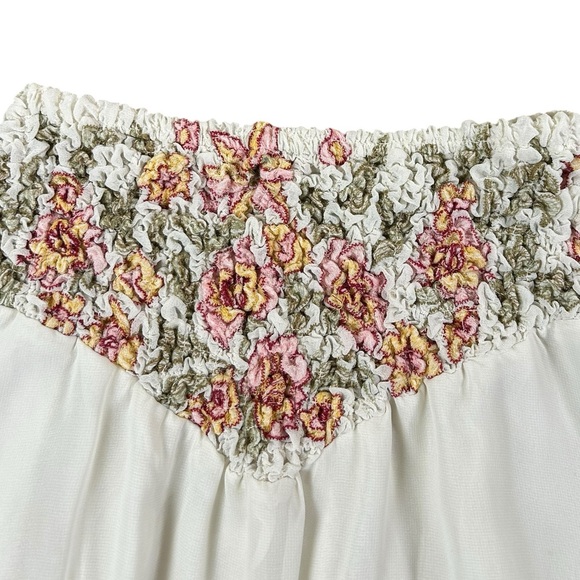 FREE PEOPLE Augusta Floral Skirt XS Embroidered Lace Ivory Boho Prairie Midi - Picture 4 of 13